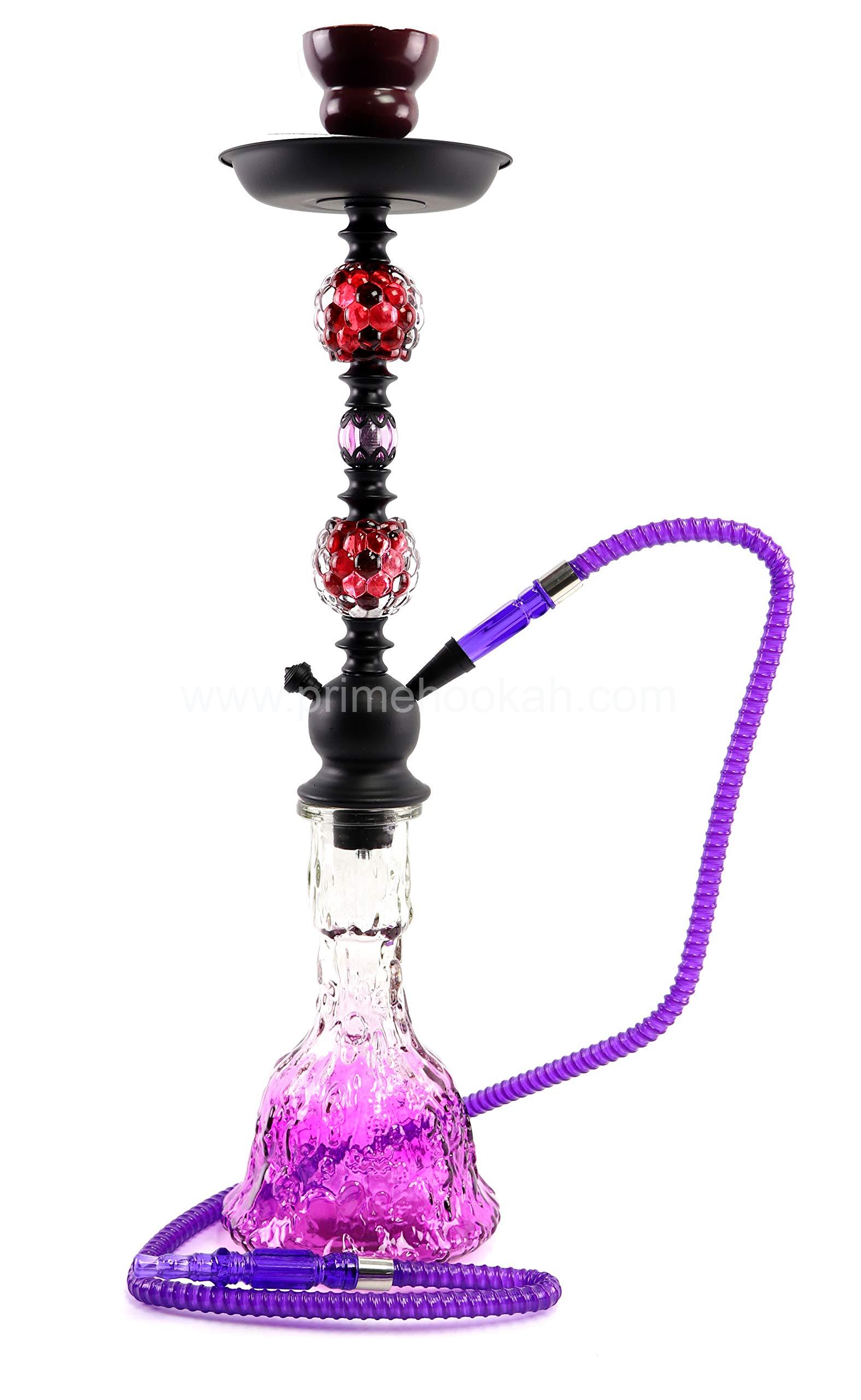 Violet White Blue Black Single Hose Glass Hookah with Hose